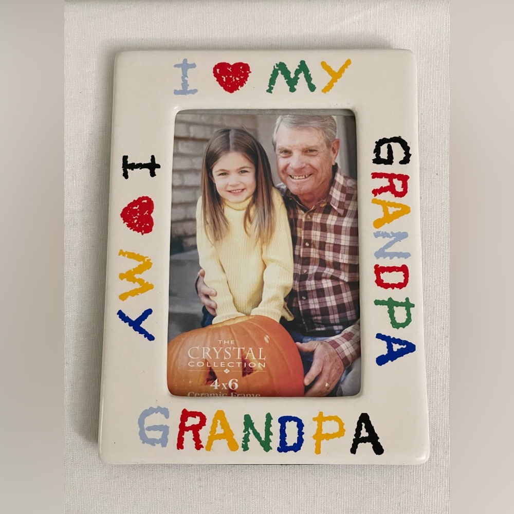 I Love My Grandpa Ceramic 4x6 Picture Frame Vintage 90s